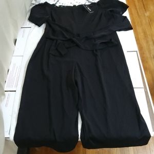 City chic black jumpsuit lush shoulders sz XXL 24